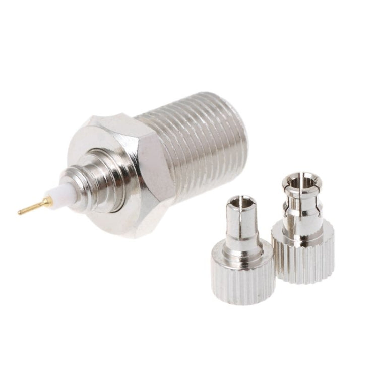 F Female to CRC9 / TS9 RF Male Coaxial Plug Nickel Plated Connector Adapter F Female to CRC9 / TS9 RF Male Coaxial Plug Nickel Plated Connector Adapter